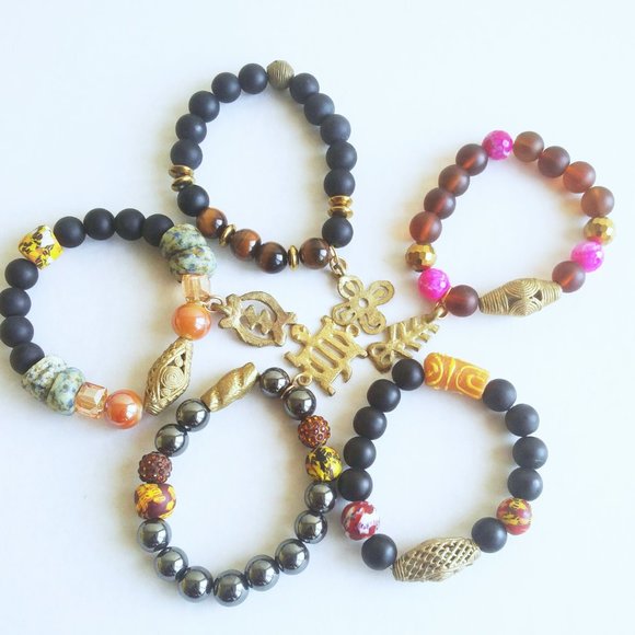 Handmade Gemstone Beads Bracelet Pink - Picture 2 of 3